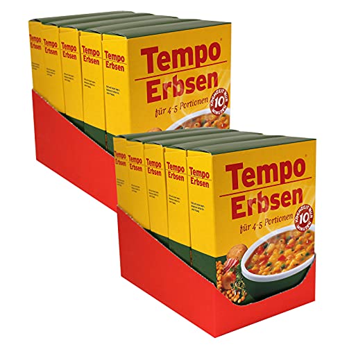 10er Pack Tempo Erbsen 10 x 225 g für 4 - 5 Portionen 10 Minuten Kochzeit gelbe Erbsen Erbsengericht getrocknete von ACO GmbH & Co.KG