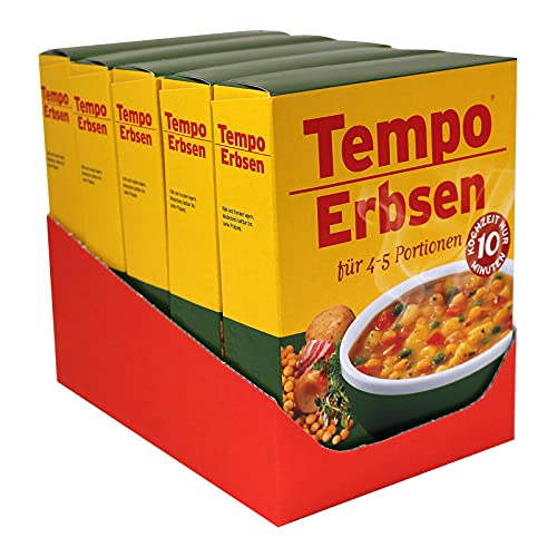 5er Pack Tempo Erbsen 5 x 225 g für 4 - 5 Portionen 10 Minuten Kochzeit gelbe Erbsen Erbsengericht getrocknete von ACO GmbH & Co.KG