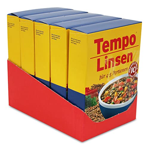 5er Sparpack Tempo Linsen, (5 x 225 g) für je 4 - 5 Portionen, schnell und einfach zuzubereiten Linsengericht Linseneintopf von ACO GmbH & Co.KG
