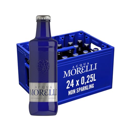 ACQUA MORELLI Non-Sparkling Naturale – 24 x 0,25L Glasflaschen – Premium stilles Mineralwasser naturell – Italienisches Quellwasser aus den Alpi Marittime für puren Genuss & feine Speisen von ACQUA MORELLI