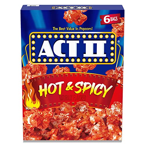 Act II Hot and Spicy Mikrowelle Popcorn 6 Beutel (2 Boxen für insgesamt 12 Popcornbeutel) von ACT II