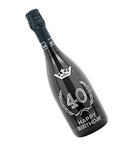 Acuruna Geburtstags Geschenk Präsent Damen und Herren mit Strass verziert Prosecco 0,75 l (40) von ACURUNA