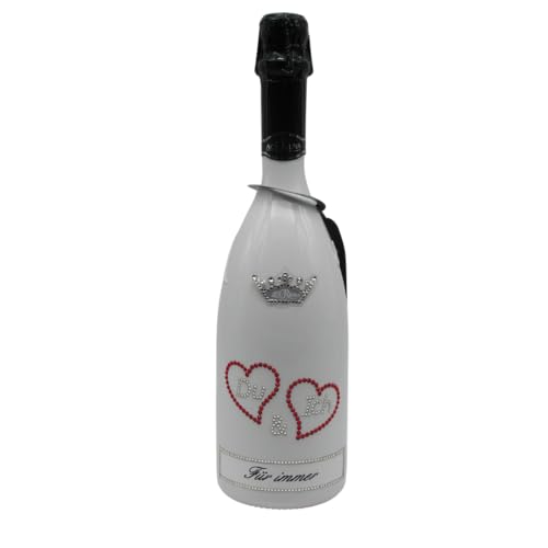 personalisierte Sekt Flasche 0,75 l verziert mit Strass Steine - das perfekte Liebe - Geburtstagsgeschenk Motiv: DU UND ICH von ACURUNA