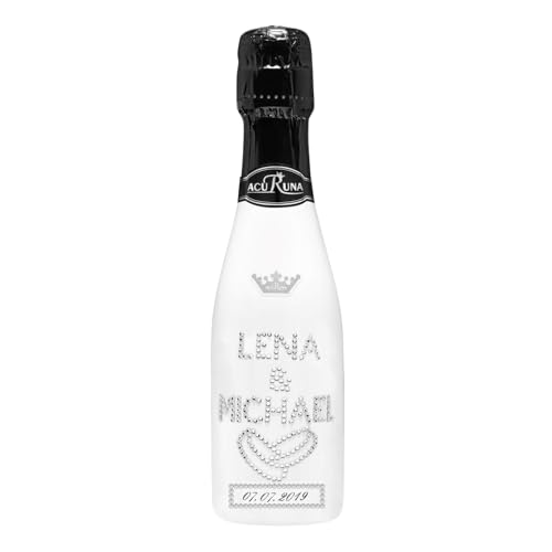 personalisierte Sekt Flasche 0,2 l verziert mit Strass Steine - das perfekte Hochzeitgeschenk Motiv: LENA & MICHAEL personalisierte Sekt Flasche 0,2 l verziert mit Strass Steine - das perfekte Hochzeitgeschenk Motiv: LENA & MICHAEL von ACURUNA