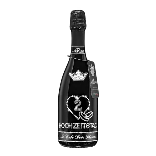 Geschenk Hochzeitstag personalisiert Prosecco Flasche 0,75 l mit Strass verziert Motiv: HOCHZEITSTAG von ACURUNA