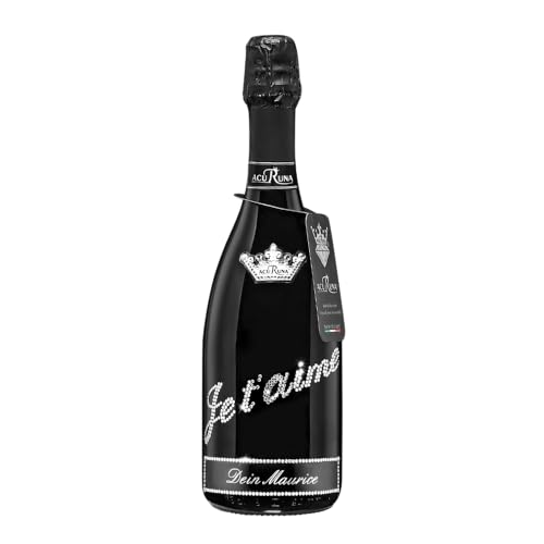 personalisierte Prosecco Flasche 0,75 l verziert mit Strass Steine - das perfekte Liebe Geburtstagsgeschenk Motiv: JE T'AIME von ACURUNA
