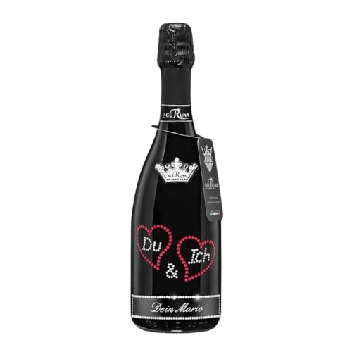 personalisierte Prosecco Flasche 0,75 l verziert mit Strass Steine - das perfekte Liebe Geburtstagsgeschenk Motiv: DU UND ICH von ACURUNA