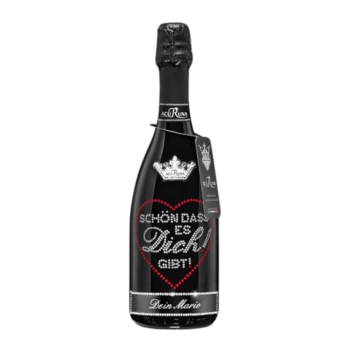 personalisierte Prosecco Flasche 0,75 l verziert mit Strass Steine - das perfekte Liebe Geburtstagsgeschenk Motiv: SCHÖN DASS ES DICH ! GIBT! von ACURUNA