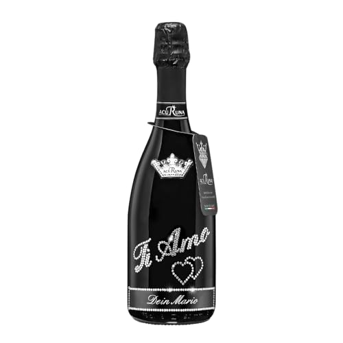 Geschenk Liebe Frauen Männer personalisiert Prosecco Flasche 0,75l mit Strass verziert Motiv: TI AMO von ACURUNA