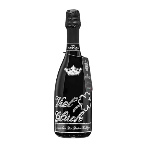 personalisierte Prosecco Flasche 0,75 l verziert mit Strass Steine - das perfekte Geschenk Neueröffnung, Studium Motiv: VIEL GLÜCK von ACURUNA