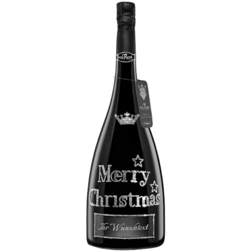 personalisierte Prosecco Flasche 1,5 l verziert mit Strass Steine - das perfekte Weihnachten Motiv: MERRY CHRISTMAS von ACURUNA