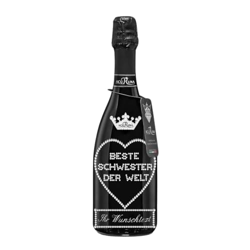 personalisierte Prosecco Flasche 0,75 l verziert mit Strass Steine - das perfekte Geburtstag Motiv: BESTE SCHWESTER DER WELT von ACURUNA