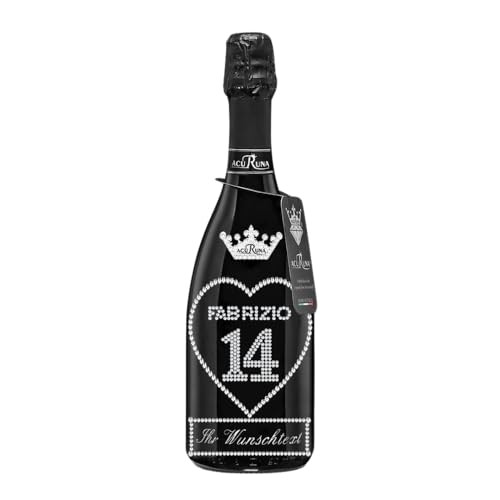 personalisierte Prosecco Flasche 0,75 l verziert mit Strass Steine - das perfekte Geburtstagsgeschenk Motiv: FABRIZIO 14 von ACURUNA