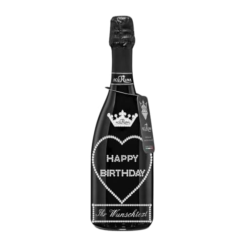 personalisierte Prosecco Flasche 0,75 l verziert mit Strass Steine - das perfekte Geburtstagsgeschenk Motiv: HAPPY BIRTHDAY von ACURUNA