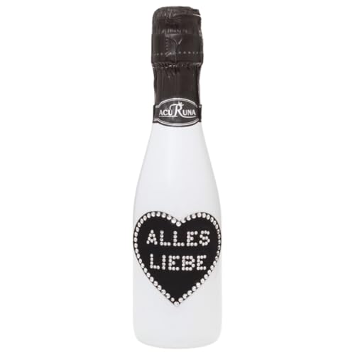 Sekt Flasche 0,2 l verziert mit Strass Steine - das perfekte Geschenk Liebesbeweis, Geburtstag Motiv: ALLES LIEBE von ACURUNA