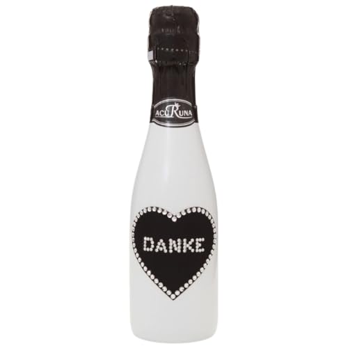 Sekt Flasche 0,2 l verziert mit Strass Steine - das perfekte Geschenk Liebesbeweis und Danksagung Motiv: DANKE von ACURUNA