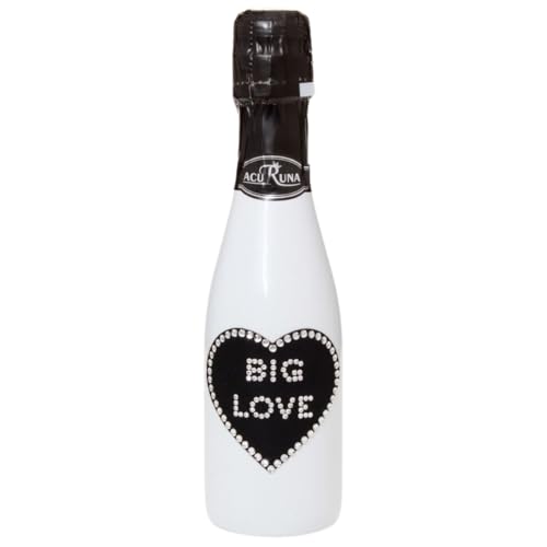 Sekt Flasche 0,2 l verziert mit Strass Steine - das perfekte Liebe-Geburtstag-Valentinstaggeschenk Motiv: BIG LOVE von ACURUNA