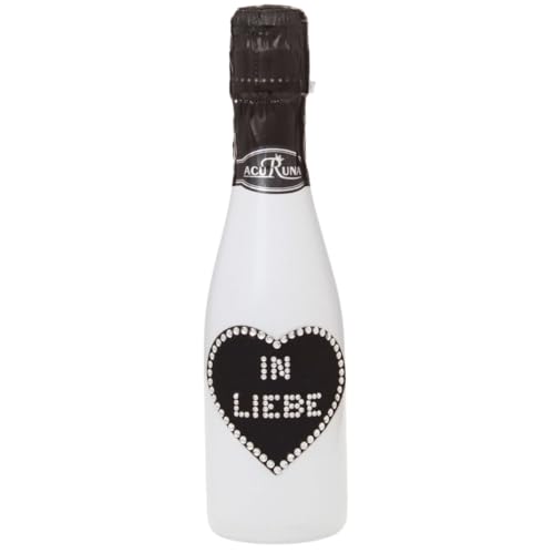 Sekt Flasche 0,2 l verziert mit Strass Steine - das perfekte Liebe-Geburtstag-Valentinstaggeschenk Motiv: IN LIEBE von ACURUNA