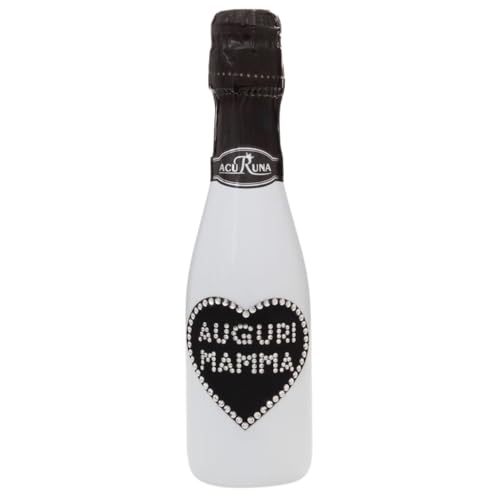 Sekt Flasche 0,2l verziert mit Strass Steine das perfekte Geburtstagsgeschenk Muttertag Weihnachten Motiv: AUGURI MAMMA von ACURUNA