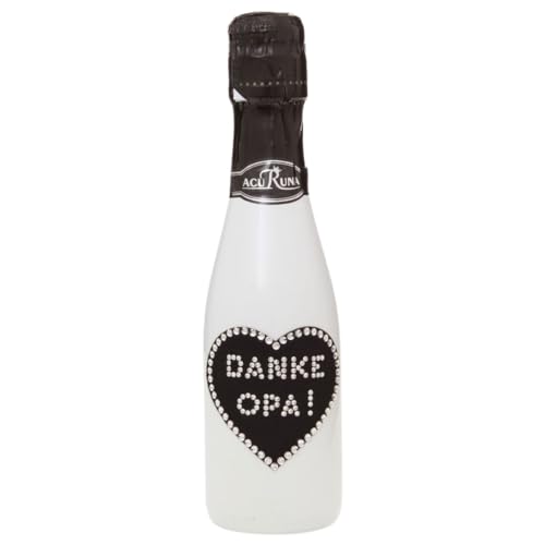 Sekt Flasche 0,2 l verziert mit Strass Steine - das perfekte Geburtstagsgeschenk Vatertag Weihnachten Motiv: DANKE OPA von Acuruna