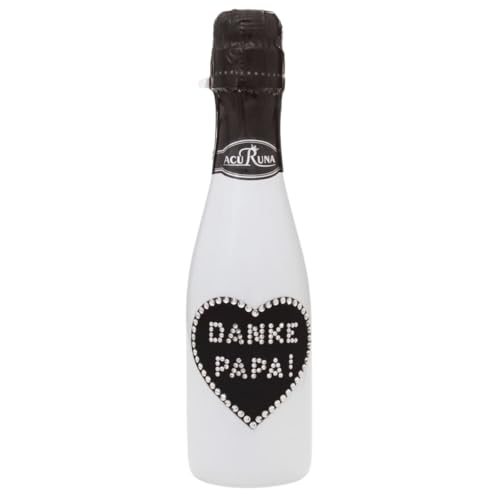 Geschenk Geburtstag Vatertag Sekt Flasche 0,2l mit Strass verziert Motiv: DANKE PAPA von ACURUNA