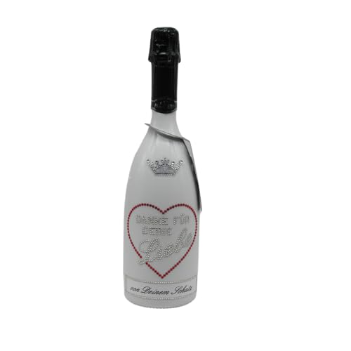 personalisierte Sekt Flasche 0,75 l verziert mit Strass Steine - das perfekte Liebe - Geburtstagsgeschenk Motiv: DANKE FÜR DEINE LIEBE von ACURUNA