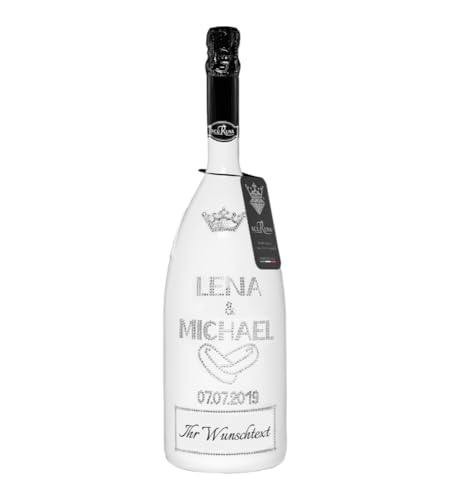 personalisierte Sekt Flasche 0,75 l verziert mit Strass Steine - das perfekte Hochzeitgeschenk Motiv: LENA & MICHAEL von ACURUNA