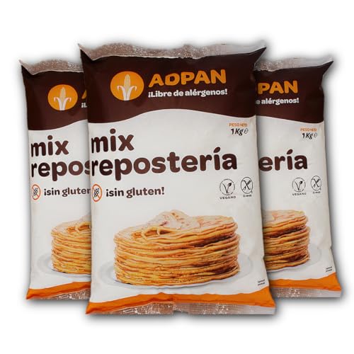 ADPAN Glutenfreie Dessertmischung. Glutenfreie und allergenfreie Zubereitung von Desserts. Veganes Pulver für hausgemachtes Backen. Packung mit 3 Beuteln zu je 1 Kilo. ADPAN Glutenfreie Dessertmischung. Glutenfreie und allergenfreie Zubereitung von Desserts. Veganes Pulver für hausgemachtes Backen. Packung mit 3 Beuteln zu je 1 Kilo. von ADPAN