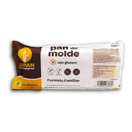 ADPAN Glutenfreies Brot 600g - Weiches und fluffiges Brot, Laktosefrei, Weizenfrei, Allergenfrei, Geeignet für Zöliakie, Vegan, Ideal für Toasts und Sandwiches - Gluten- und milchfreies Produkt von ADPAN