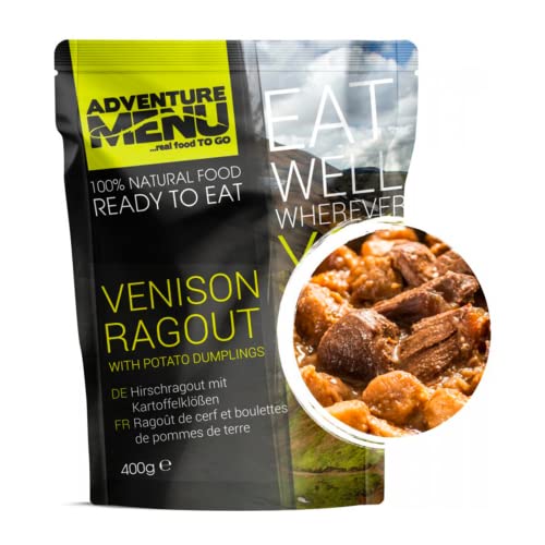 Adventure Menu - Hirschragout mit Knödeln | 400 g | Gourment Mahlzeit für unterwegs & daheim von ADVENTURE MENU...real food TO GO