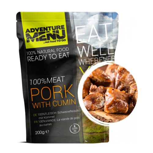 Adventure Menu - Schweinefleisch mit Kümmel | 100% Fleisch, 200 g | Gourment Fleisch für unterwegs & daheim von ADVENTURE MENU...real food TO GO