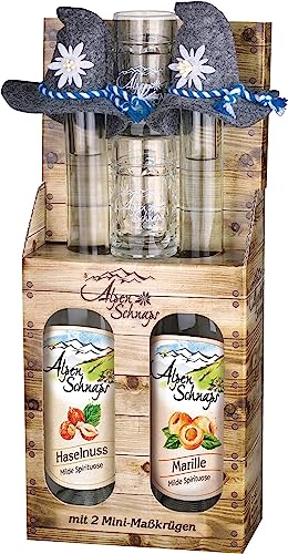 Alpenschnaps 2x0,5l + 2x Mini-Maß Krüge von Alpenschnaps