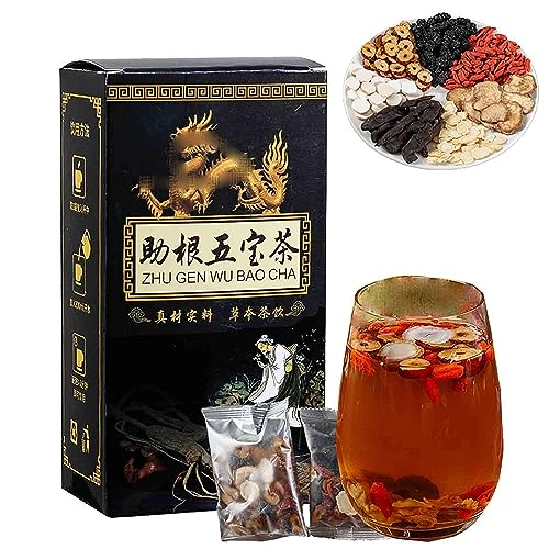 Ginseng Five Treasures Tea Kidney Tea, Chinese Kidney,Kidney Tea Formula Ginseng Five Treasure Tea,Chinese Kidney Care Tea,Men's Essentials Five Flacors Kidney Tea,10Bag/1Box (1Box) von AFGQIANG