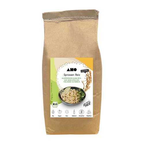AHO Sprossen Reis 2,5 kg Papiersack, Bio Gekeimter Reis, Vollkorn-Naturreis, GABA Reis, enthält Gamma Amino Butyric Acid von AHO