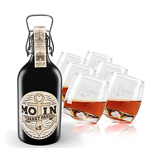 MOIN Rum Buddel + 6 Pauli Spirit Tumbler von AHOI SANKT PAULI