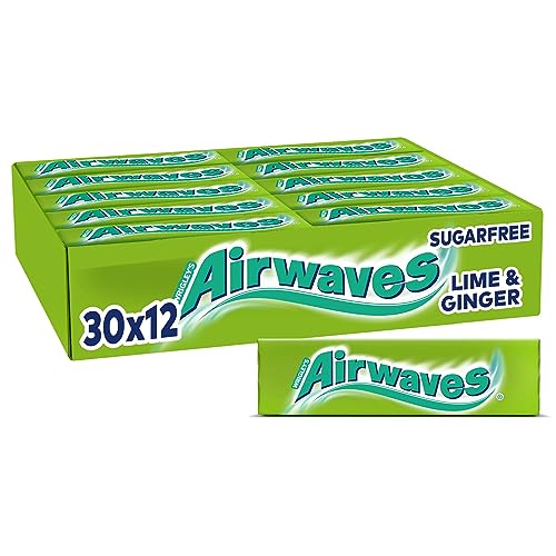 Airwaves Lime & Ginger, Zuckerfreier Kaugummi, Für frischen Atem und Frische-Kick, Minzfrische & Geschmack von Lime&Ginger, Airwaves Kaugummi Großpackung, 30 Packungen mit 12 Dragees von AIRWAVES