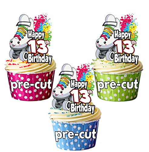 vorgeschnittenen Rollschuhe skating- 13. Geburtstag – Essbare Cupcake Topper/Kuchen Dekorationen (12 Stück) von AK Giftshop