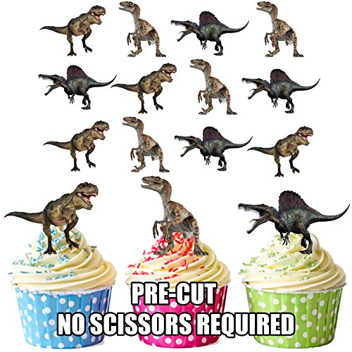 12 dinosaures terreau décorations comestibles en gaufrette pour cupcakes von AKGifts