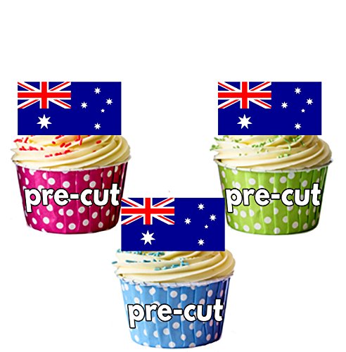 Australian Australien Aussie Flagge Kuchen Dekorationen – 12 Esspapier Cup Cake Topper von AKGifts