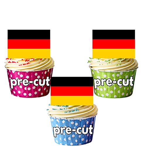 Deutschland Deutsch Deutschland Flagge Kuchen Dekorationen – essbar Stand-up Cupcake Topper (12 Stück) von AKGifts