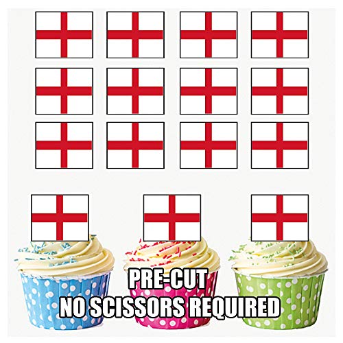 England St George Kreuz Flagge Kuchen Dekorationen – 12 Esspapier Cup Cake Topper von AKGifts