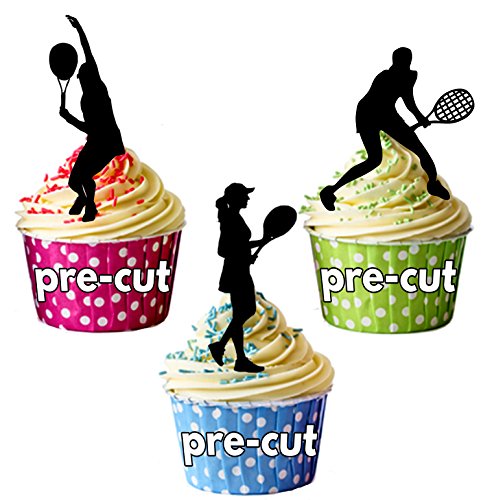 Femelle Silhouette de joueur de Tennis-Lot de 12 décorations comestibles en gaufrette pour cupcakes von AKGifts