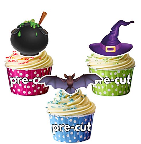 Halloween Hexe Spell Cauldron Mix Kuchen Dekorationen – 12 Esspapier Cup Cake Topper von AK Giftshop