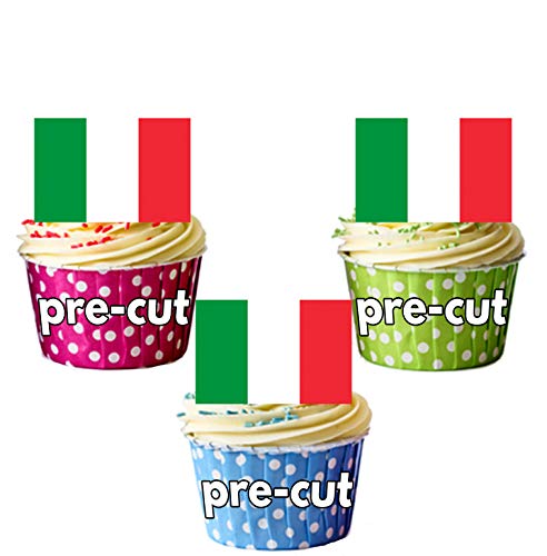 Italien Italia Flagge Kuchen Dekorationen – 12 Esspapier Cup Cake Topper von AKGifts