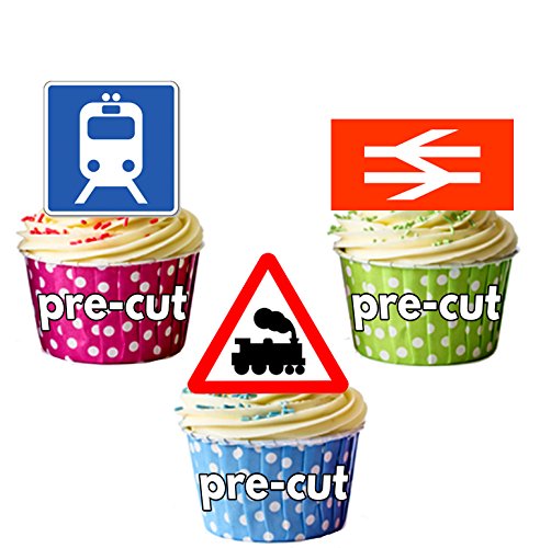 Les trains signes de 12 décorations comestibles en gaufrette pour cupcakes von AKGifts