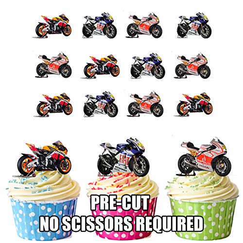 Moto GP Motorräder Ducati Honda Yamaha Mix 12 Esspapier Cup Cake Topper Dekoration von AKGifts