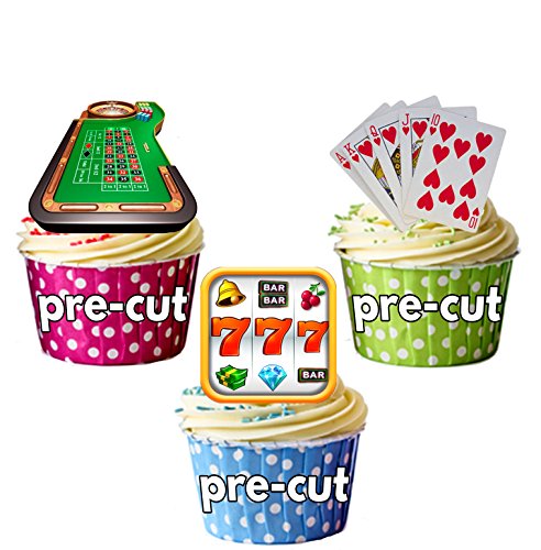 Party Pack – 36 x Casino Glücksspiel Slot Maschine Mix Kuchendekoration Essbar von AKGifts