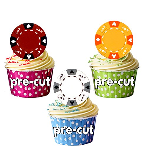 Party Pack – 36 x Poker Chips Casino Glücksspiel Mix Kuchendekoration Essbar von AKGifts