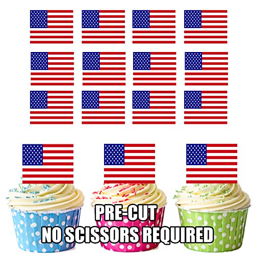 USA AMERICAN STARS & STRIPES Flagge Amerika Kuchen Dekorationen – 12 Esspapier Cup Cake Topper von AKGifts