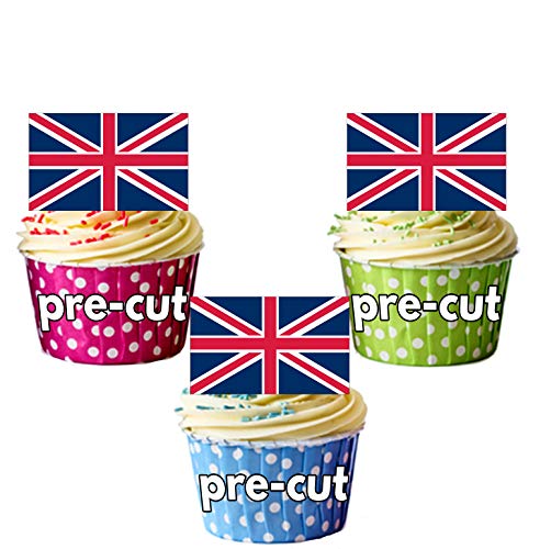 Union Jack Großbritannien Britische Flagge Kuchen Dekorationen – 12 Esspapier Cup Cake Topper von AKGifts